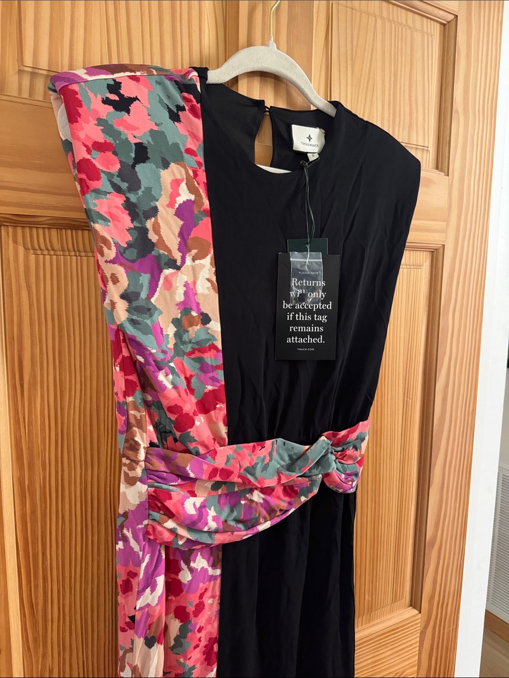 Tuckernuck Black Dress with Pink Floral Sash